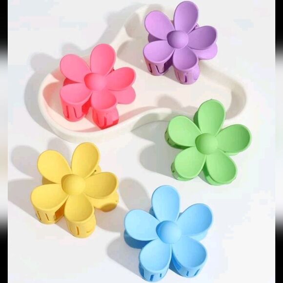 Colorful Flower Hair Claws- 5 - Picture 1 of 3